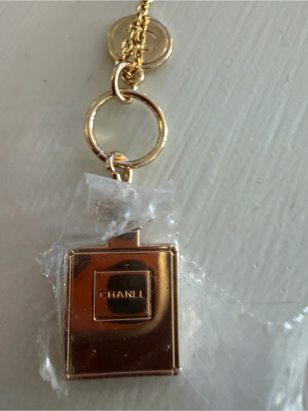 CHANEL Gold Perfume Bottle Keyring